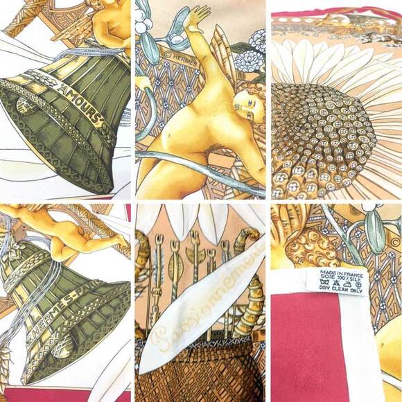 HERMES Authentic Red Silk Love Scarf - Picture 3 of 3